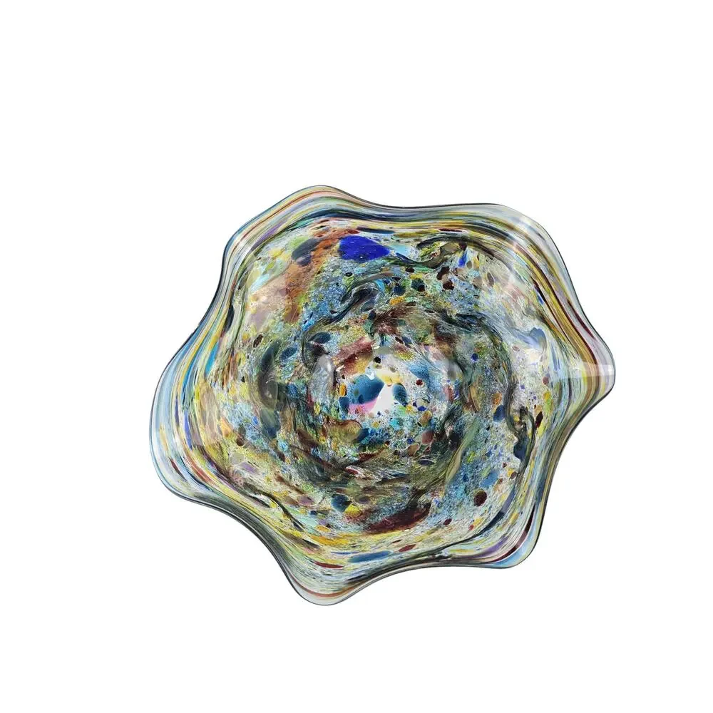 Vintage Beautiful hand-blown art glass fluted bowl.  Artist signed Mathew Kenyon